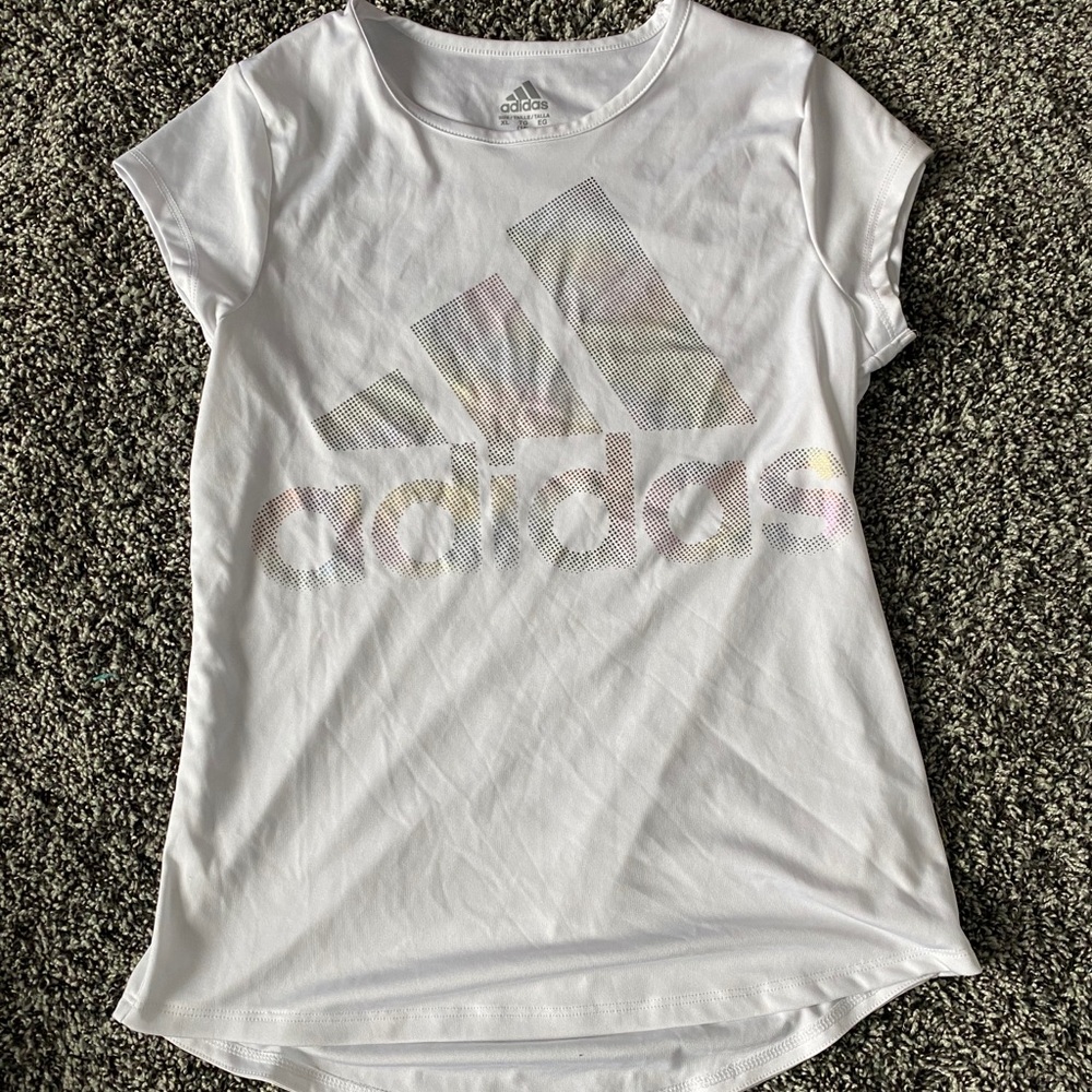 Adidas white tee.